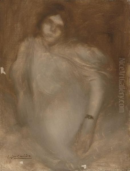 The Lady In White Oil Painting by Eugene Carriere