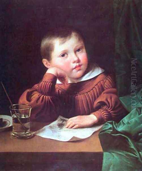 Portrait of Leon Jablonski, the Son of the Artist Oil Painting by Marcin Jablonski