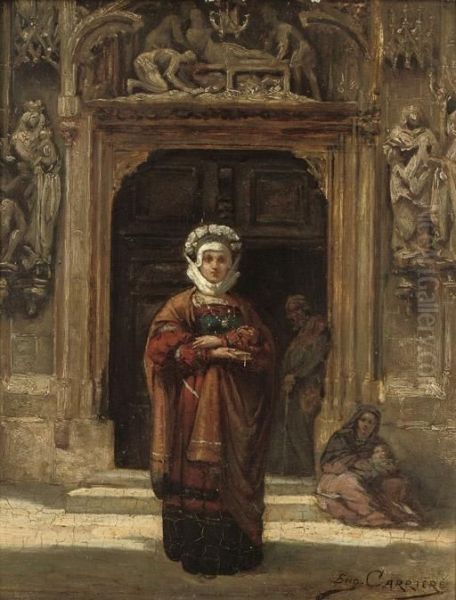 Leaving Church Oil Painting by Eugene Carriere