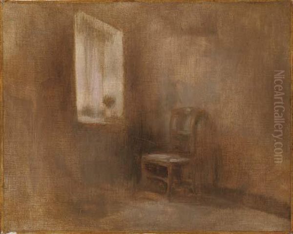 A Tranquil Interior Oil Painting by Eugene Carriere