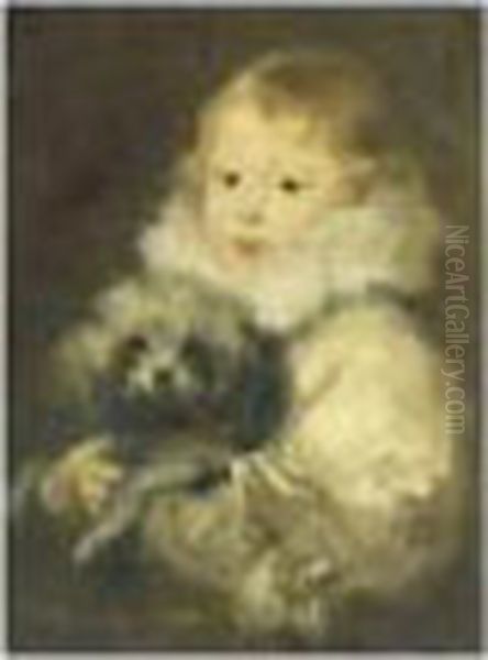 Enfant Au Chien Oil Painting by Eugene Carriere