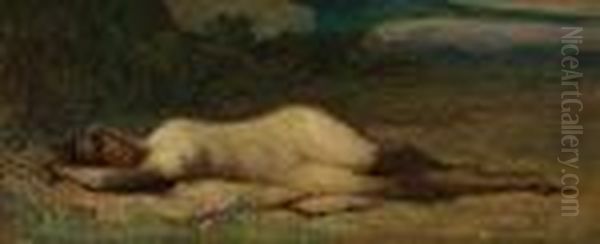 Reclining Nude Oil Painting by Eugene Carriere