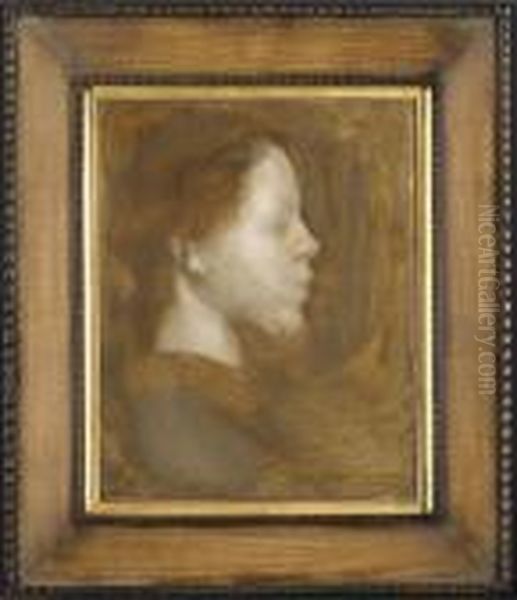 Portrait De Femme De Profil Oil Painting by Eugene Carriere