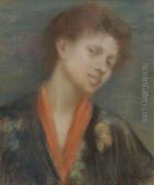 Portrait D' Une Femme Oil Painting by Eugene Carriere