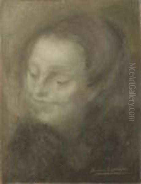 Head Of A Woman Oil Painting by Eugene Carriere