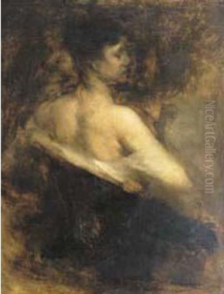 Portrait De Femme De Dos Oil Painting by Eugene Carriere