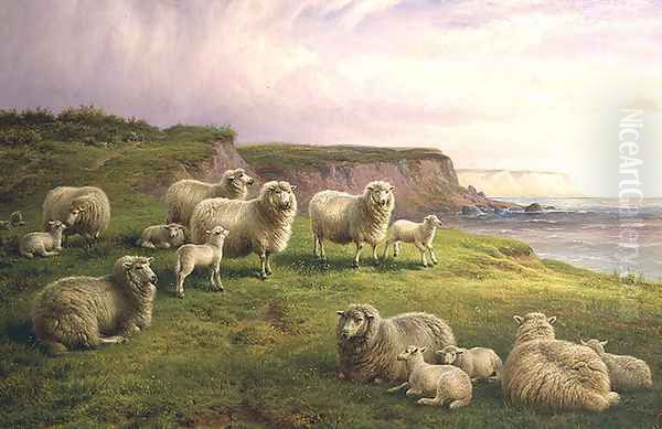 Sheep on a Dorset Coast Oil Painting by Charles Jones