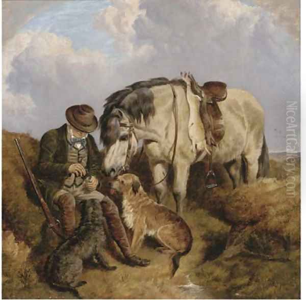 A tipple for the gamekeeper Oil Painting by Charles Jones