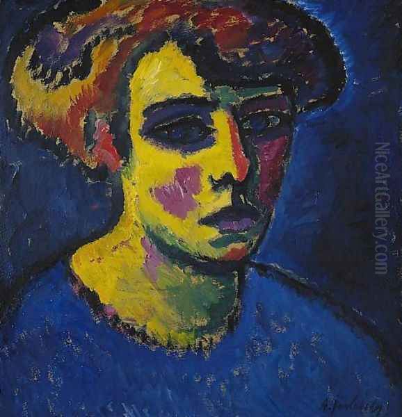 Head of a Woman Oil Painting by Alexei Jawlensky