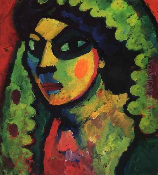 Sicilain Woman with Green Shawl Oil Painting by Alexei Jawlensky