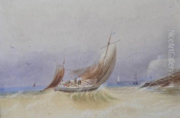 Coastal Shipping Scenes At Scarborough Oil Painting by Henry Barlow Carter