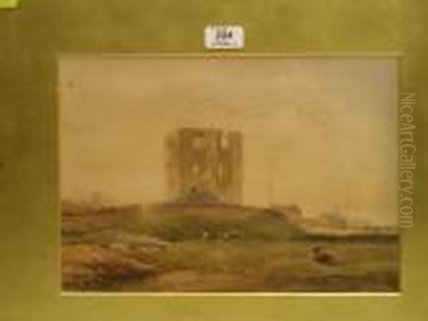 The Keep Scarborough Castle With Cattle In The Foreground Oil Painting by Henry Barlow Carter