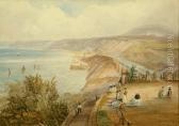 Promenade And Viaduct, 
Scarborough South Bay; View Over The Rooftop, South Bay, Scarborough Oil Painting by Henry Barlow Carter