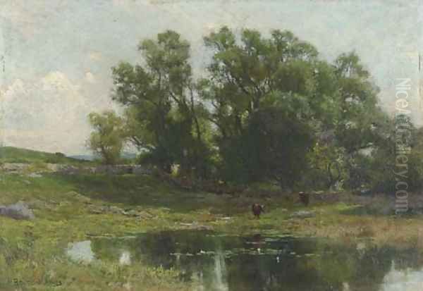 Meadow Stream Oil Painting by Hugh Bolton Jones