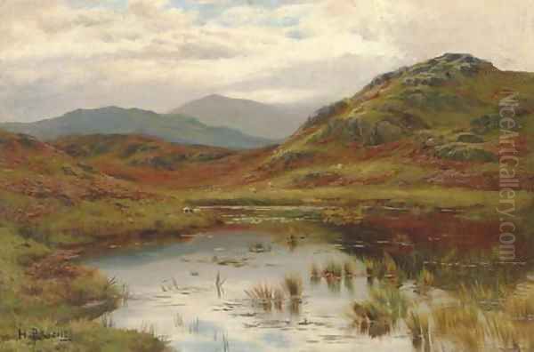 Sheep in the Valley Oil Painting by Hugh Bolton Jones