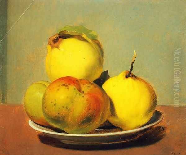 Dish of Apples and Quinces Oil Painting by David Johnson