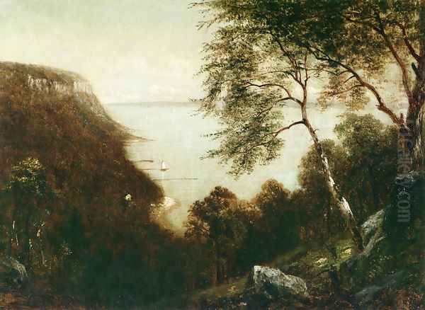 View of Palisades, Hudson River Oil Painting by David Johnson