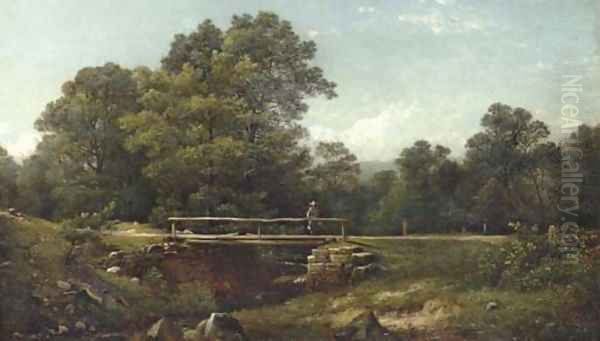 Old Kate's Bridge, Rifton Glen, Ulster County, New York Oil Painting by David Johnson