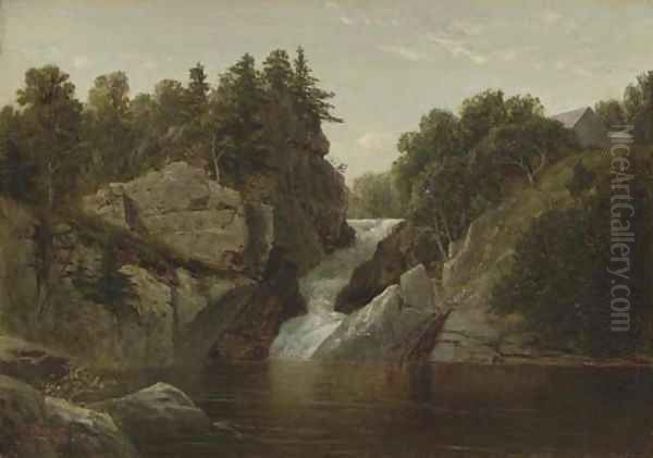 Waterfall at Norwich, Connecticut Oil Painting by David Johnson