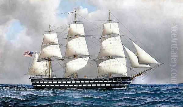 U. S. Ship-of-The-Line Oil Painting by Antonio Nicolo Gasparo Jacobsen