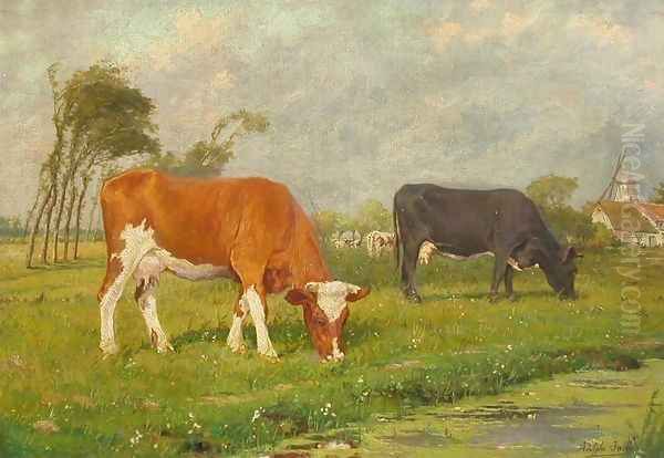 Lost Masterpiece: Holland Cattle Oil Painting by Adolphe Jacobs