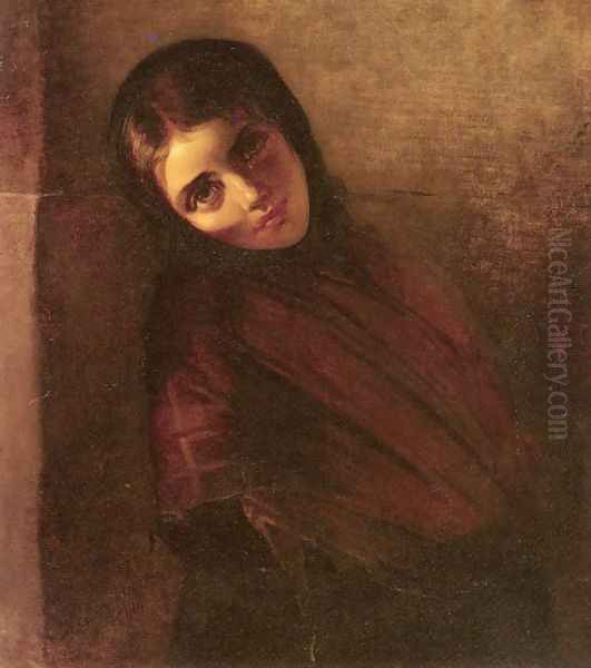 A Young Girl Oil Painting by Anna Maria Elisabeth Jerichau-Baumann