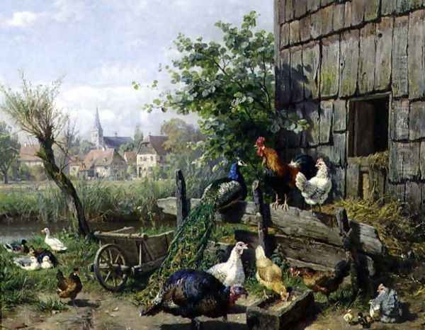 The Farmyard Oil Painting by Carl Jutz