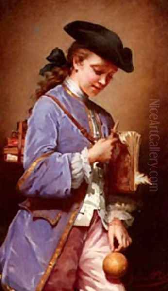 L Enfant Au Bilboquet Oil Painting by Bole Jeanne