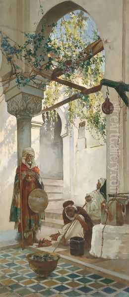 Entrance to a mosque Oil Painting by Valery Ivanovich Jacobi