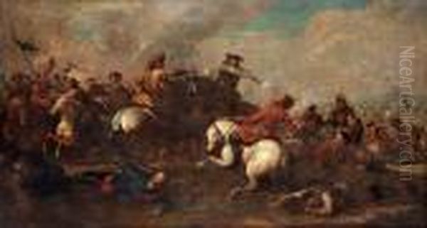 Battle Scene Oil Painting by Francesco Giuseppe Casanova