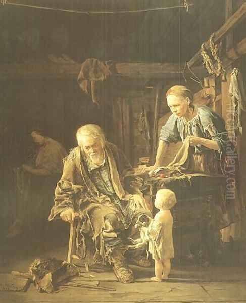 Serene holiday of a beggar, 1860 Oil Painting by Valery Ivanovich Jacobi