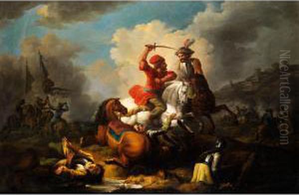 Schlachtenszene Aus Denturkenkriegen Oil Painting by Francesco Giuseppe Casanova