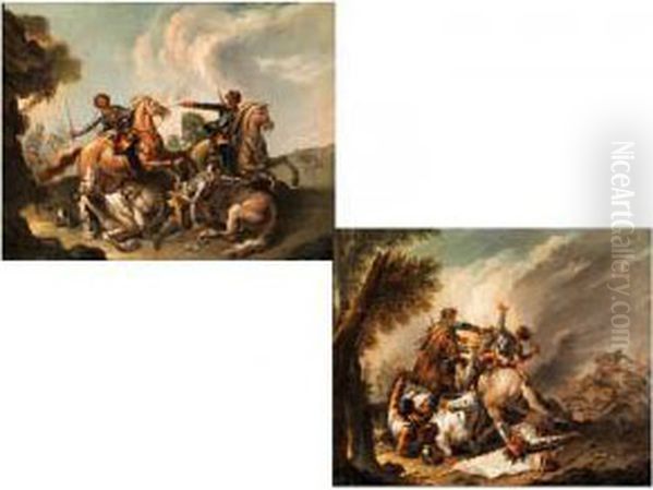 Paar Reiterschlachten Oil Painting by Francesco Giuseppe Casanova