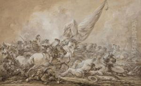 A Battle Scene Oil Painting by Francesco Giuseppe Casanova