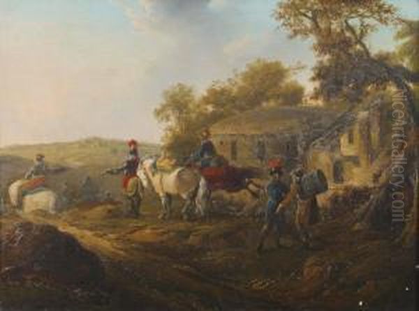 La Halte Des Militaires Oil Painting by Francesco Giuseppe Casanova