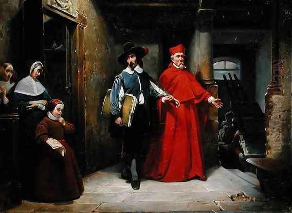 A Cardinal Looking for Ribera in his Studio in Naples Oil Painting by Claude Jacquand