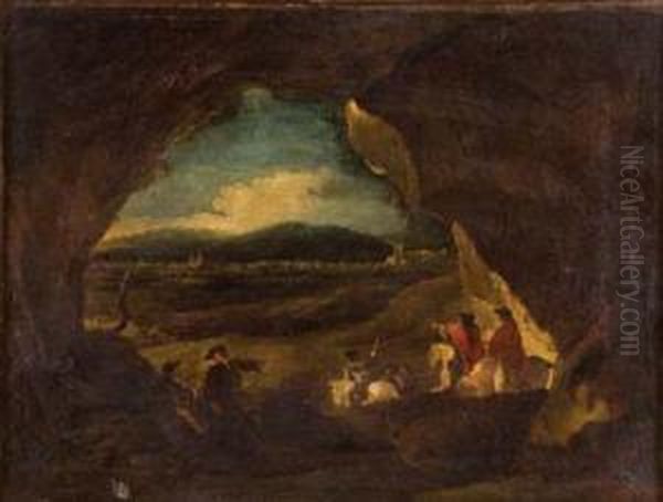 Paesaggio Con Grotta Oil Painting by Francesco Giuseppe Casanova