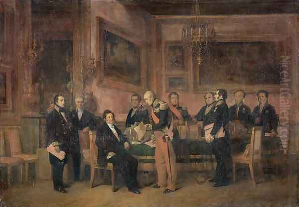 Council of Ministers at the Tuileries Signing the Law of Regency Oil Painting by Claude Jacquand