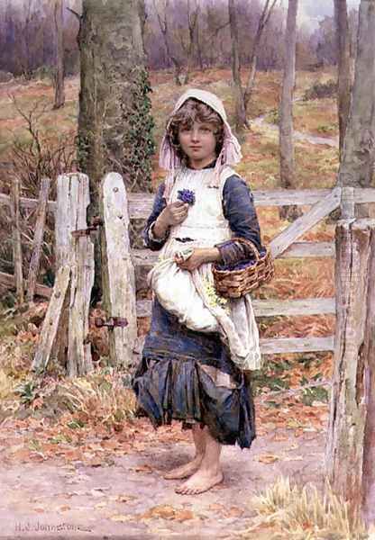 Girl holding a flower Oil Painting by Henry James Johnstone