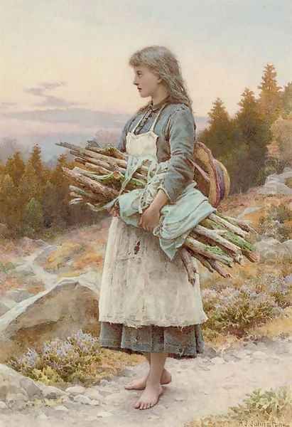 Gathering firewood Oil Painting by Henry James Johnstone