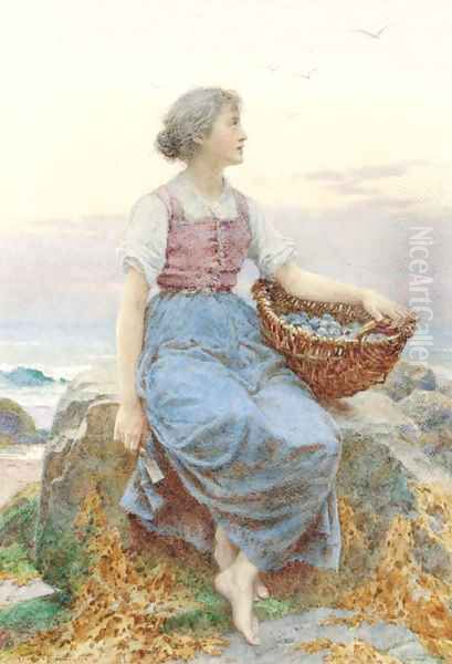 Gathering mussels Oil Painting by Henry James Johnstone