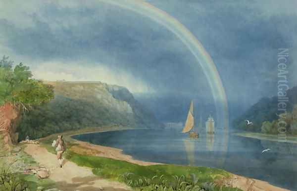 Rainbow on the River Avon Oil Painting by Samuel Jackson