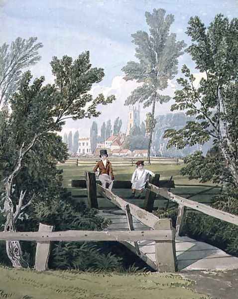 Two Boys on a Stile at Brislington Brook Oil Painting by Samuel Jackson