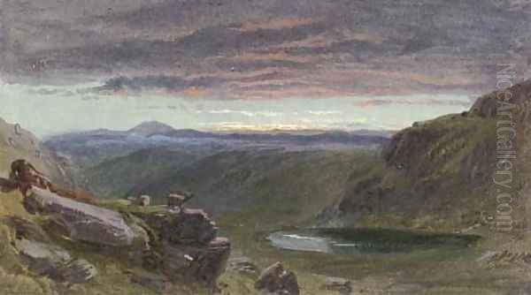 Stag Head Tarn, Cumberland, early morning Oil Painting by Samuel Jackson