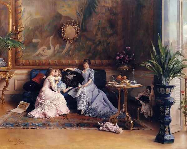 The Afternoon Visit Oil Painting by Gustave Leonhard de Jonghe