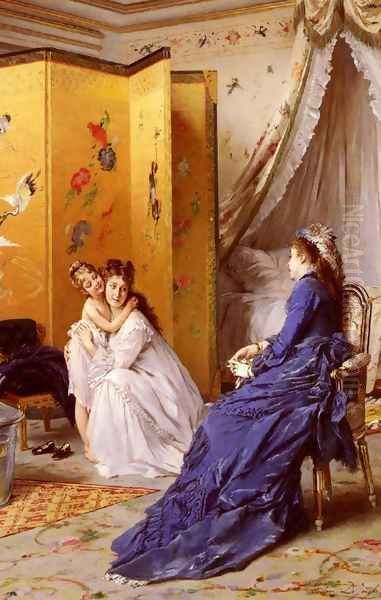 Apres Le Bain (After the Bath) Oil Painting by Gustave Leonhard de Jonghe