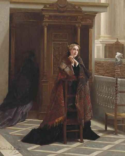 Deep devotion Oil Painting by Gustave Leonhard de Jonghe