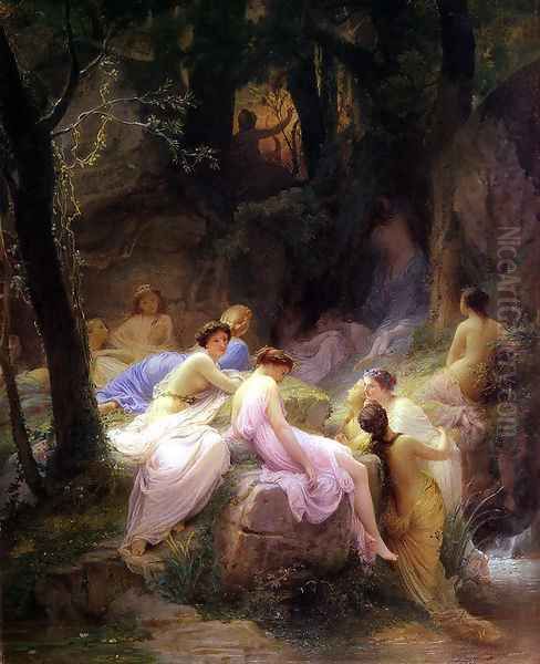 Nymphs Listening to the Songs of Orpheus Oil Painting by Charles Francois Jalabert