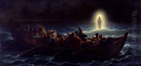 Le Christ marchant sur la mer (Christ walking on the waters) Oil Painting by Charles Francois Jalabert