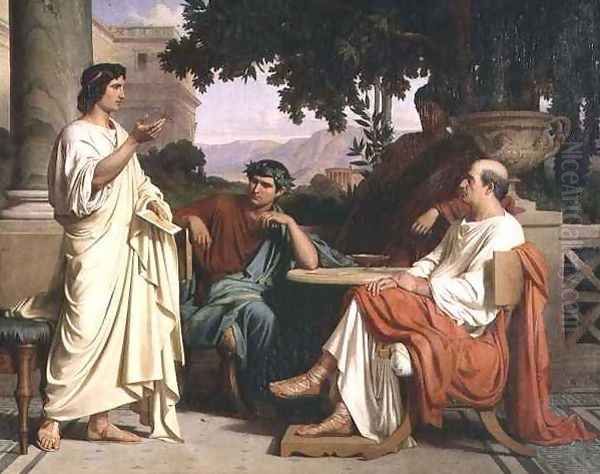 Horace Virgil and Varius at the house of Maecenas Oil Painting by Charles Francois Jalabert